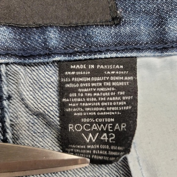 Rocawear Shorts Mens 42 Blue Denim Baggy 90s Y2k Hip Hop Distressed Casual Skate - Picture 11 of 15